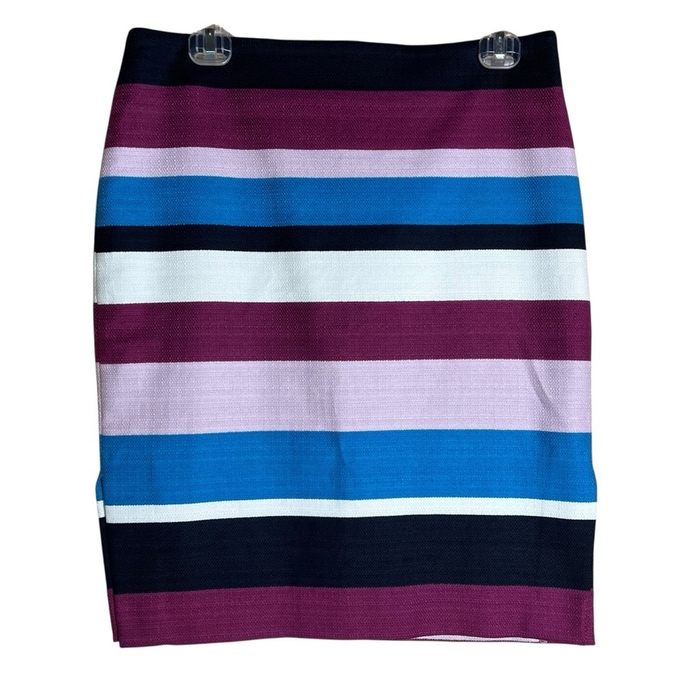 LOFT Pencil Skirt Size 8 Petite NWT Navy Blue Magenta Colorblock Office Business